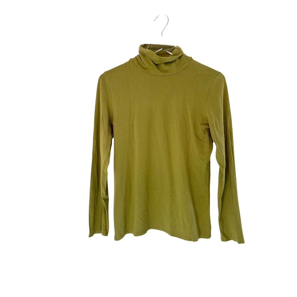 J. Jill Essential Turtleneck Shirt Green Long Sleeve Soft Basic‎ Casual Medium